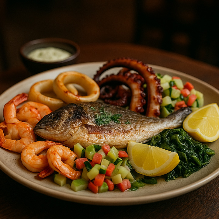 Greek Seafood: Platou Fructe de Mare & Arome Mediteraneene