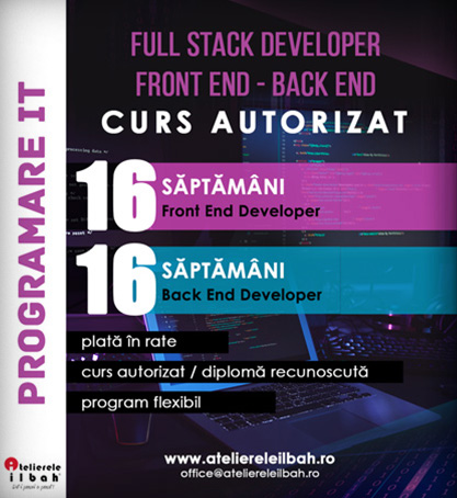 curs programare autorizat, cursuri it acreditate, curs programator, curs full stack, back end, front end, cursuri in Bucuresti Cluj Ploiesti si Online LIVE