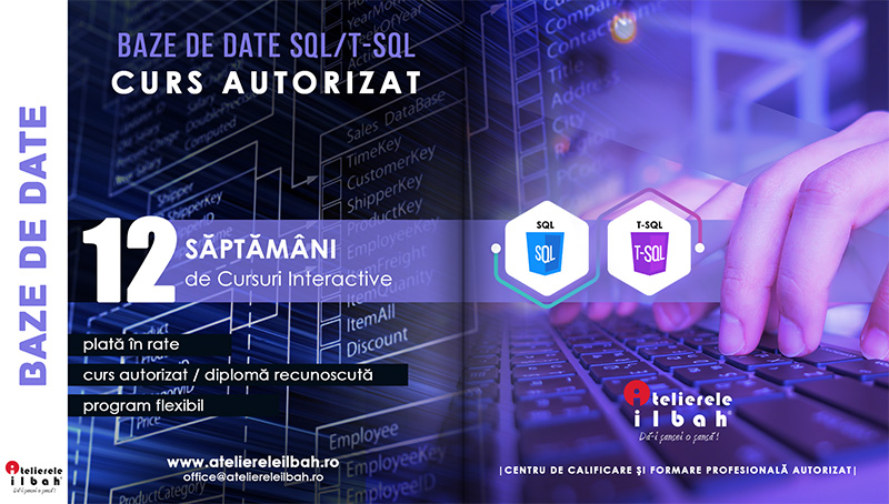 Curs Administrator Baze de date, SQL, TSQL, Proiectare Realizare si administrare baze date