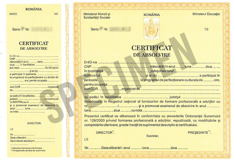Certificat PERFECTIONARE (Oranj)