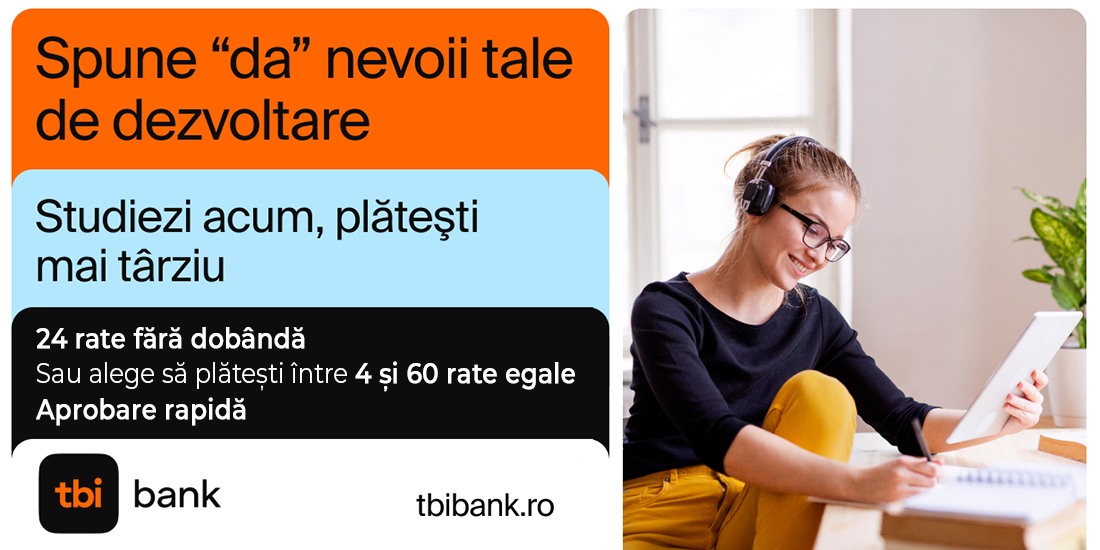 Cu tbi pay, poti urma cursul mult visat, platind cele mai mici rate lunare.