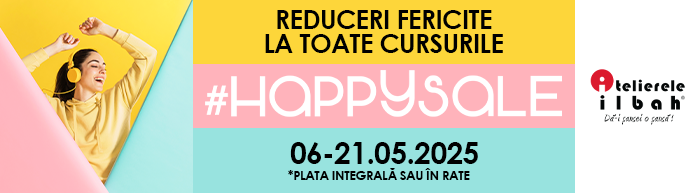 Folosind codul #HappySale beneficiezi de Reduceri Speciale la toate cursurile!