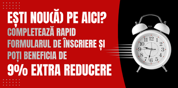 Esti nou(a) pe aici? Beneficiaza de 9% ExtraReducere la cursurile Atelierele ILBAH! Esti nou(a) pe aici? Beneficiaza de 9% ExtraReducere la cursurile Atelierele ILBAH!
