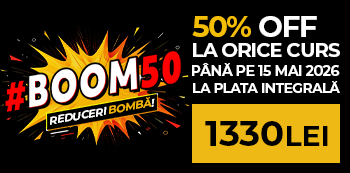 #BOOM50 - platesti doar 1330 Lei. Ai 50% reducere la cursuri. Prinde ofertele bomba! #BOOM50 - platesti doar 1330 Lei. Ai 50% reducere la cursuri. Prinde ofertele bomba!