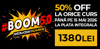 #BOOM50 - platesti doar 1380 Lei. Ai 50% reducere la cursuri. Prinde ofertele bomba! #BOOM50 - platesti doar 1380 Lei. Ai 50% reducere la cursuri. Prinde ofertele bomba!