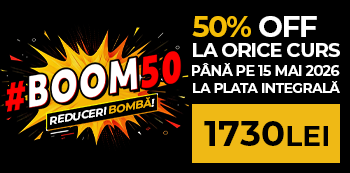#BOOM50 - platesti doar 1730 Lei. Ai 50% reducere la cursuri. Prinde ofertele bomba! #BOOM50 - platesti doar 1730 Lei. Ai 50% reducere la cursuri. Prinde ofertele bomba!