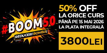 #BOOM50 - platesti doar 3800 Lei. Ai 50% reducere la cursuri. Prinde ofertele bomba! #BOOM50 - platesti doar 3800 Lei. Ai 50% reducere la cursuri. Prinde ofertele bomba!