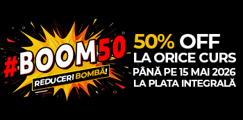 #BOOM50 - Ai 50% reducere la toate cursurile. Prinde ofertele bomba! #BOOM50 - Ai 50% reducere la toate cursurile. Prinde ofertele bomba!