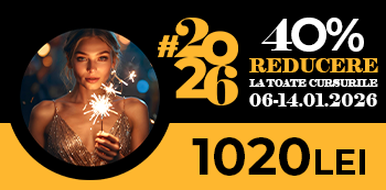Campanie Anul Nou #2026 - platesti doar 1020 Lei. Ai 40% reducere la cursuri pentru un start perfect de an! Campanie Anul Nou #2026 - platesti doar 1020 Lei. Ai 40% reducere la cursuri pentru un start perfect de an!