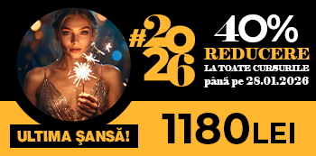 Campanie Anul Nou #2026 - platesti doar 1180 Lei. Ai 40% reducere la cursuri pentru un start perfect de an! Campanie Anul Nou #2026 - platesti doar 1180 Lei. Ai 40% reducere la cursuri pentru un start perfect de an!