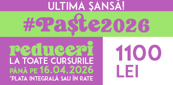 Oferta #Paste2026 - platesti doar 1100 Lei. Iepurasul Atelierele ILBAH iti aduce super reduceri la cursuri! Oferta #Paste2026 - platesti doar 1100 Lei. Iepurasul Atelierele ILBAH iti aduce super reduceri la cursuri!