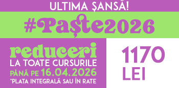 Oferta #Paste2026 - platesti doar 1170 Lei. Iepurasul Atelierele ILBAH iti aduce super reduceri la cursuri! Oferta #Paste2026 - platesti doar 1170 Lei. Iepurasul Atelierele ILBAH iti aduce super reduceri la cursuri!