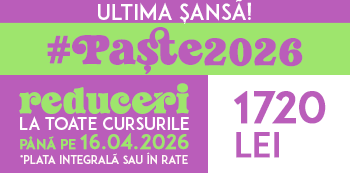 Oferta #Paste2026 - platesti doar 1720 Lei. Iepurasul Atelierele ILBAH iti aduce super reduceri la cursuri! Oferta #Paste2026 - platesti doar 1720 Lei. Iepurasul Atelierele ILBAH iti aduce super reduceri la cursuri!