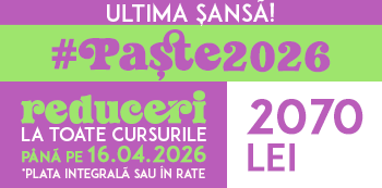 Oferta #Paste2026 - platesti doar 2070 Lei. Iepurasul Atelierele ILBAH iti aduce super reduceri la cursuri! Oferta #Paste2026 - platesti doar 2070 Lei. Iepurasul Atelierele ILBAH iti aduce super reduceri la cursuri!