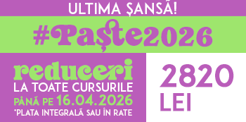 Oferta #Paste2026 - platesti doar 2820 Lei. Iepurasul Atelierele ILBAH iti aduce super reduceri la cursuri! Oferta #Paste2026 - platesti doar 2820 Lei. Iepurasul Atelierele ILBAH iti aduce super reduceri la cursuri!