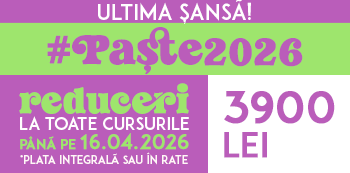 Oferta #Paste2026 - platesti doar 3900 Lei. Iepurasul Atelierele ILBAH iti aduce super reduceri la cursuri! Oferta #Paste2026 - platesti doar 3900 Lei. Iepurasul Atelierele ILBAH iti aduce super reduceri la cursuri!