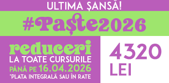 Oferta #Paste2026 - platesti doar 4320 Lei. Iepurasul Atelierele ILBAH iti aduce super reduceri la cursuri! Oferta #Paste2026 - platesti doar 4320 Lei. Iepurasul Atelierele ILBAH iti aduce super reduceri la cursuri!