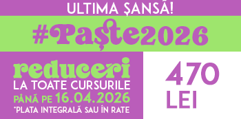 Oferta #Paste2026 - platesti doar 470 Lei. Iepurasul Atelierele ILBAH iti aduce super reduceri la cursuri! Oferta #Paste2026 - platesti doar 470 Lei. Iepurasul Atelierele ILBAH iti aduce super reduceri la cursuri!