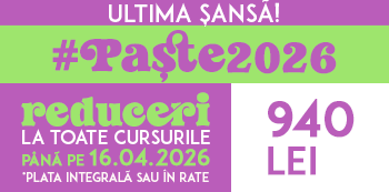 Oferta #Paste2026 - platesti doar 940 Lei. Iepurasul Atelierele ILBAH iti aduce super reduceri la cursuri! Oferta #Paste2026 - platesti doar 940 Lei. Iepurasul Atelierele ILBAH iti aduce super reduceri la cursuri!
