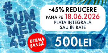 #Summer45 - platesti doar 500 Lei. Ai 45% reducere la cursuri. #Summer45 - platesti doar 500 Lei. Ai 45% reducere la cursuri.