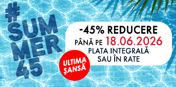 #Summer45 - Ai 45% reducere la cursuri indiferent daca platesti in rate sau integral! #Summer45 - Ai 45% reducere la cursuri indiferent daca platesti in rate sau integral!